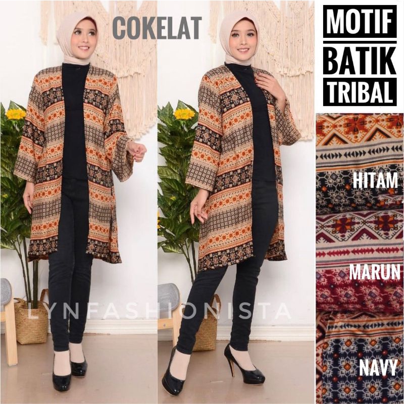 (3MOTIF)OUTER BATIK TRIBAL RAYON ADEM/CARDIGAN MOTIF MURAH/KENYA