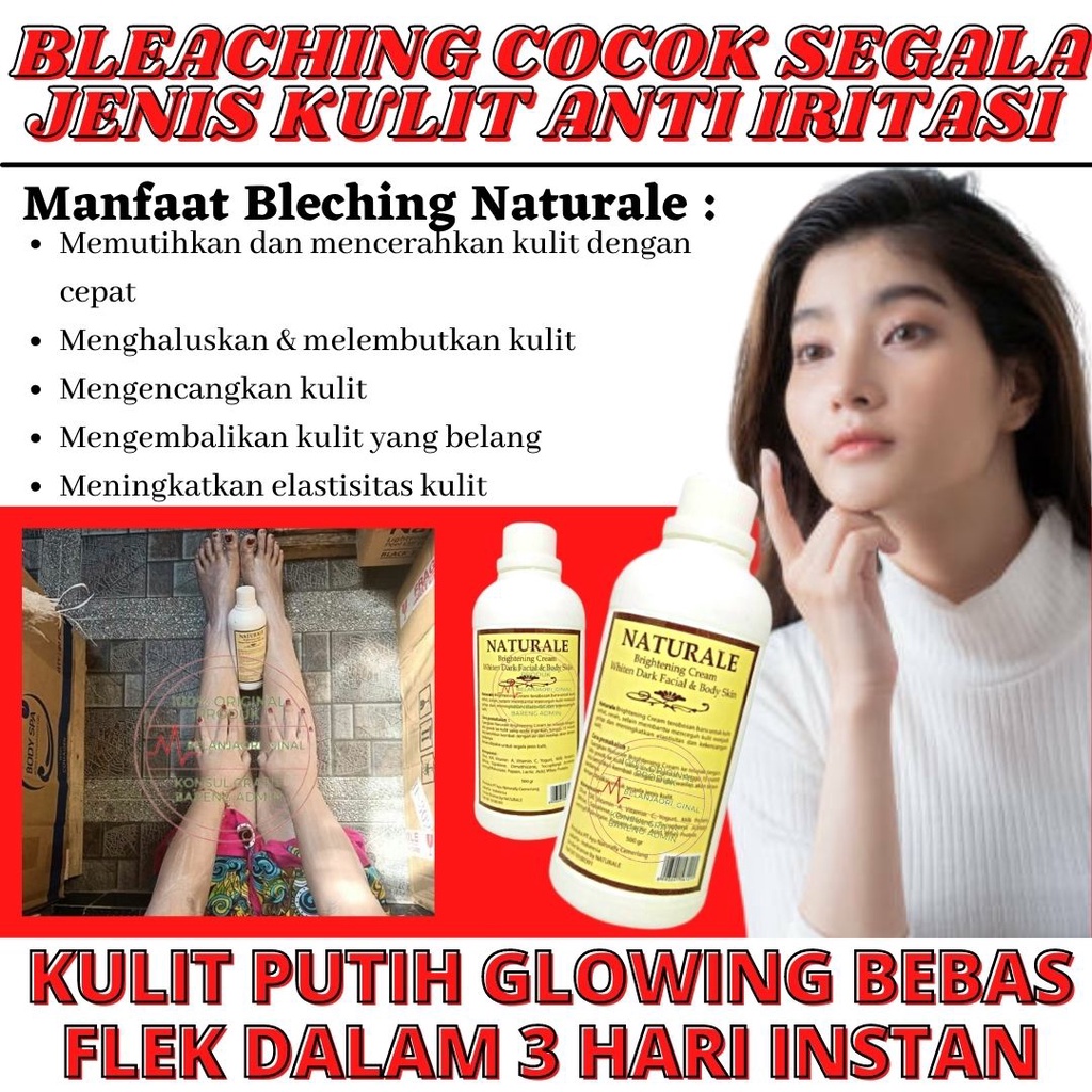 PEMUTIH BADAN PERMANEN BLEACHING BADAN NATURALE CREAM 500GR PEMUTIH KULIT PERAWATAN BADAN