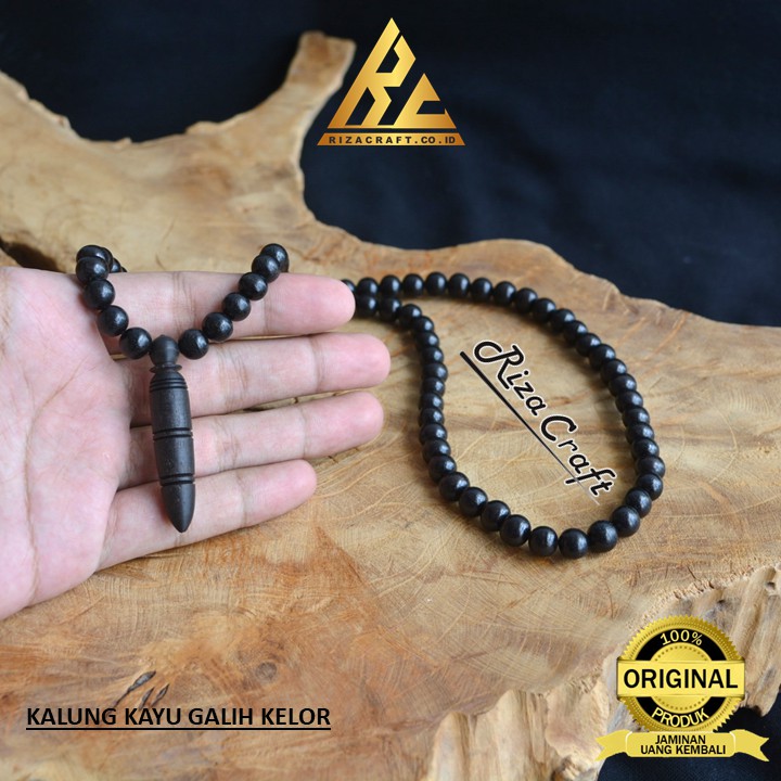 Riza craft Kalung Galih Kelor Hitam Liontin Peluru untuk Pria Wanita Asli Natural Kualitas Terbaik