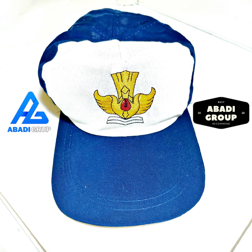 Topi sekolah SMP biru putih unisex