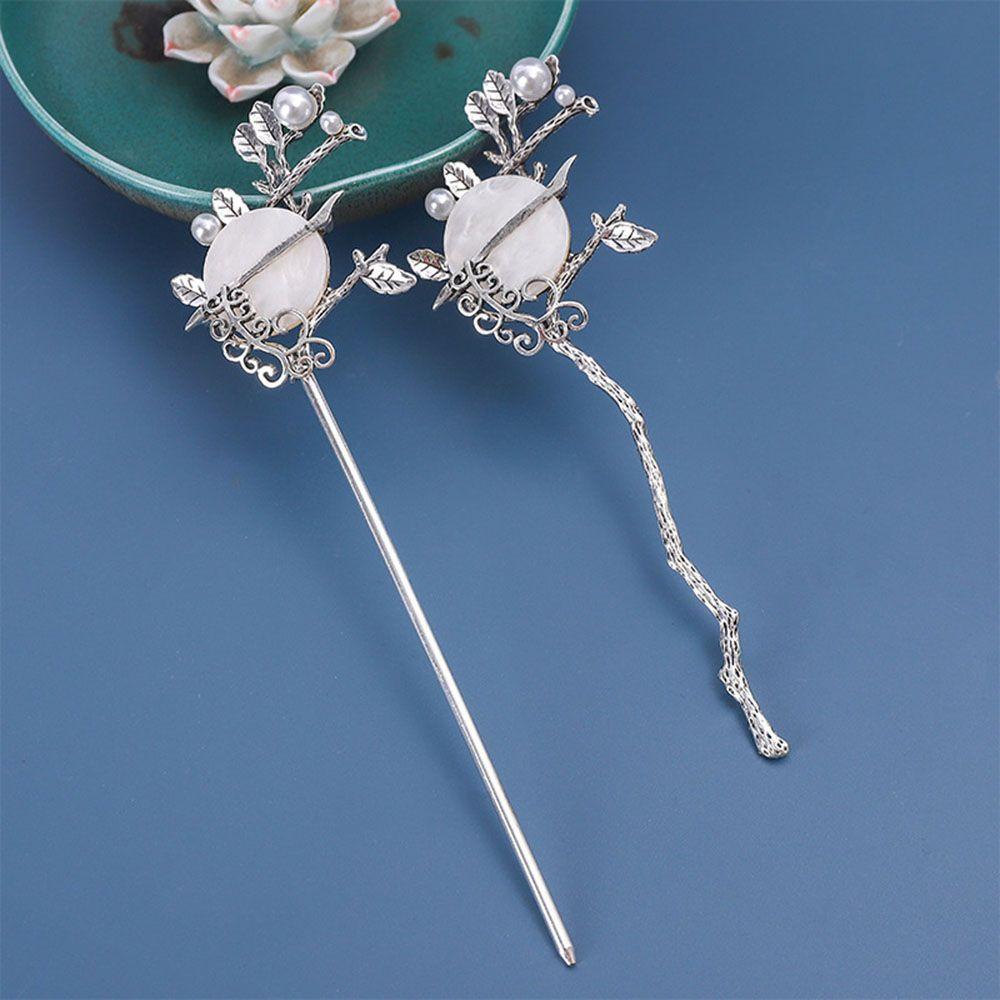 Agustina Moon Hair Stick Hiasan Kepala Klasik Vintage Mutiara Rambut Disk Hadiah Perempuan Wanita Women Hair Fork