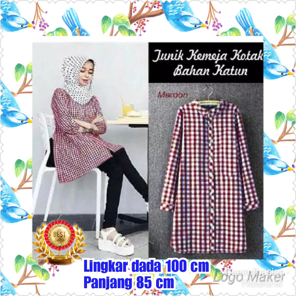 TERMURAH JUNIX KOTAK  /BLUE/BIRU/ MAROON/BLACK / HITAM / KEMEJA/TUNIX / BLOUSE/MUSLIM/ TERLARIS