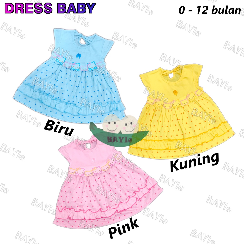 BAYIe - Dress Baju bayi/Anak Perempuan Cewek motif KITTY PLANET KIDS usia 0 -12 bulan / Pakaian anak