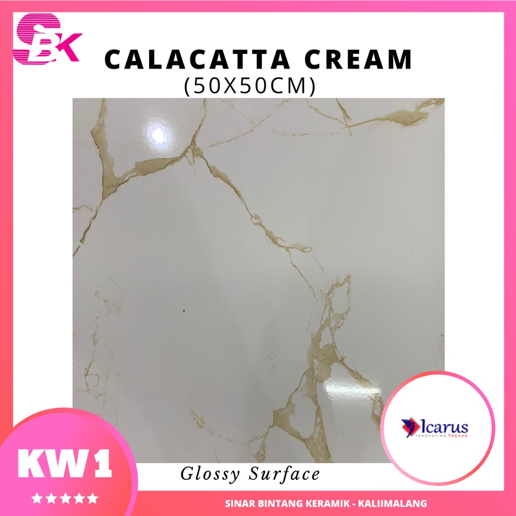 Keramik Lantai 50x50 Calacatta Cream