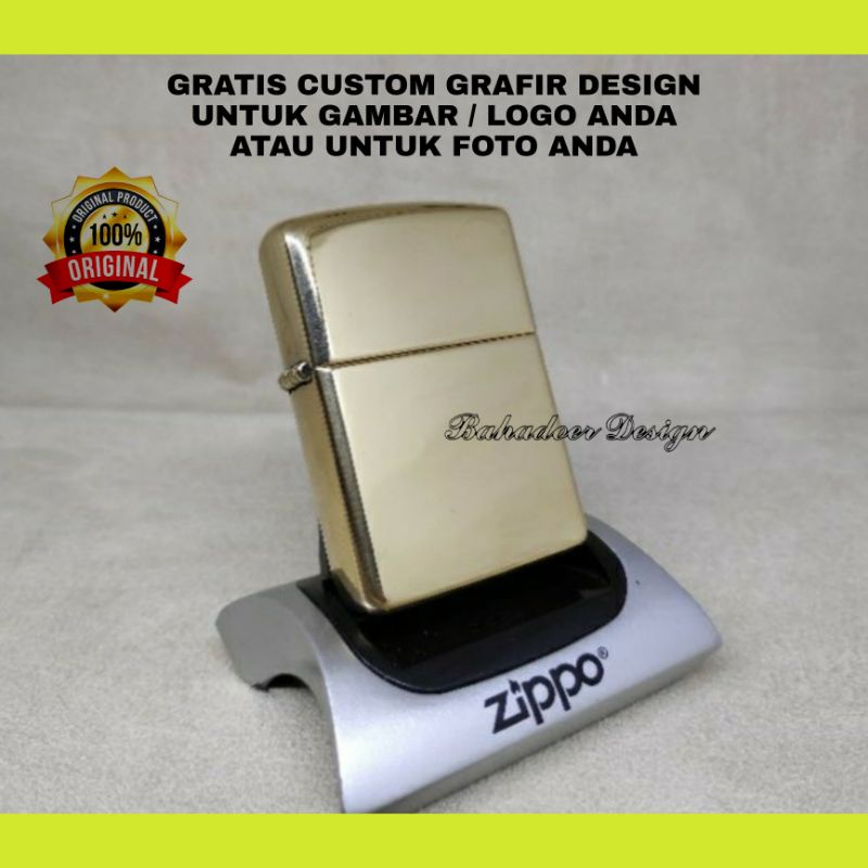 ZIPPO ORIGINAL 169 ARMOR HIGH POLISH BRASS GRATIS CUSTOM DESIGN GRAFIR ATAU UV PRINTING COLOR