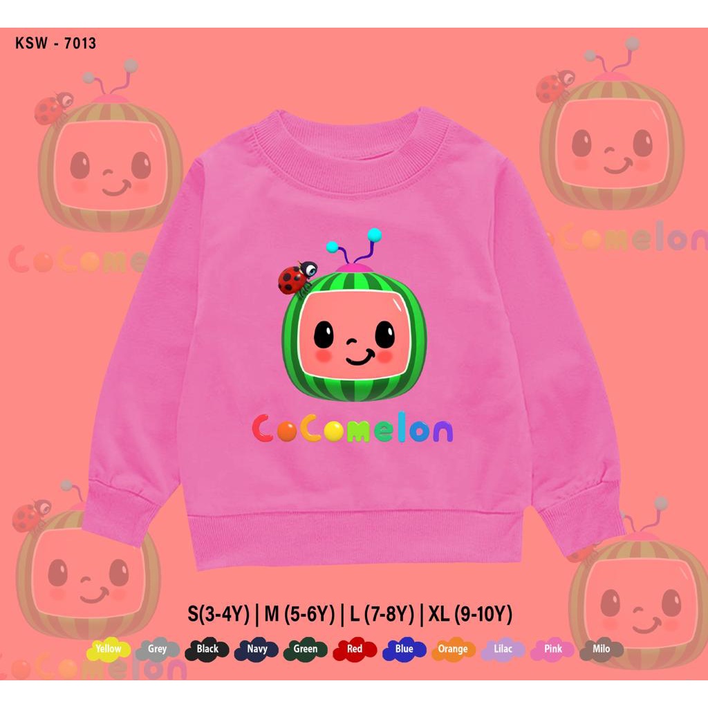 OUTFIT TERBARU ANAK / SWEATER KIDS COCOMELON / 1-10 TAHUN / REAL PICTURE / BAHAN FLEECE PREMIUM