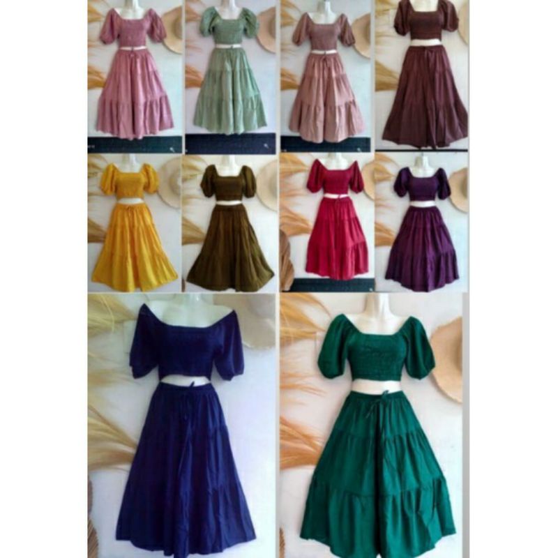 set rok sabrina polos rayon bali