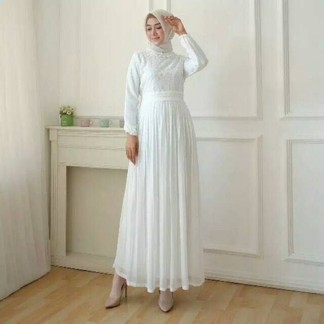 TERLARIS TERBARU TERMURAH Gamis AGNES Putih
