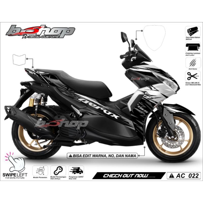 Decal Sticker Aerox New Conected Full Body Grapis Putih
