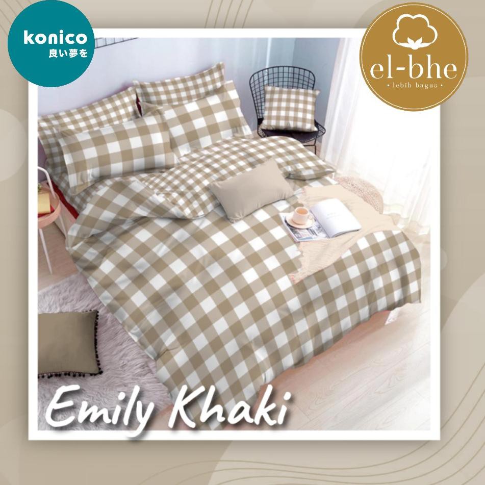 Dijual.. konico Sprei Kain Katun Meteran Motif Minimalis kotak 4 - 8 cm EMILY KHAKI star esra catra