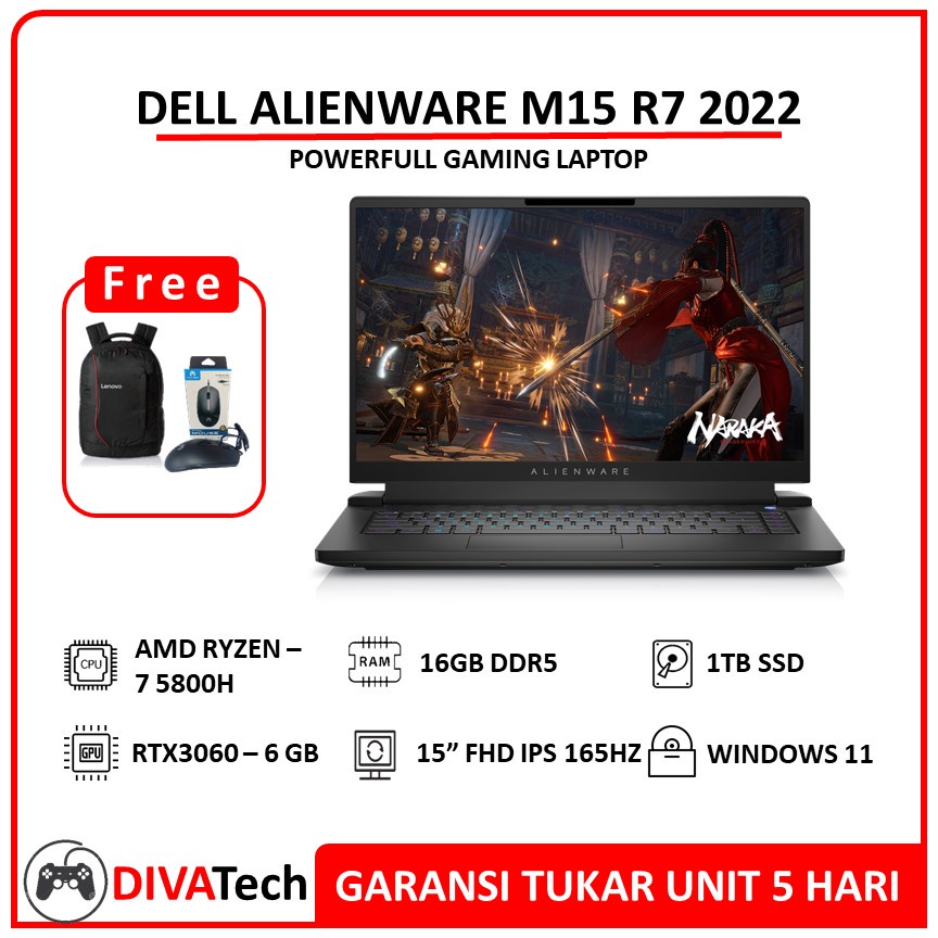 Dell ALIENWARE M15 R7 i7 12700H 64GB 1TB SSD RTX3070Ti 8GB FHD W11