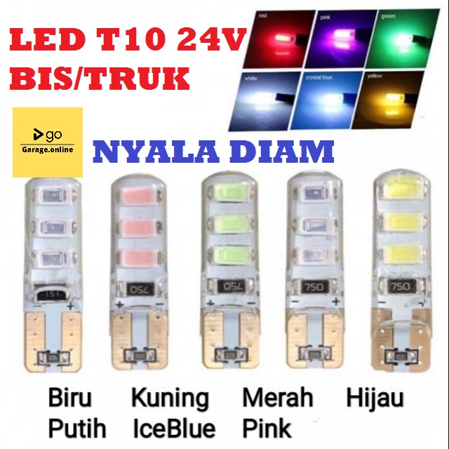 Lampu LED T10 DIAM JELLY WARNA WARNI 24V LAMPU SENJA SEIN ATRET SERBAGUNA PLAT TRUK BUS UNIVERSAL NYALA DIAM TERANG AWET TAHAN LAMA SMD PUTIH MERAH HIJAU PINK KUNING BIRU ICY BLUE READY BUKAN KEDIP STROBO