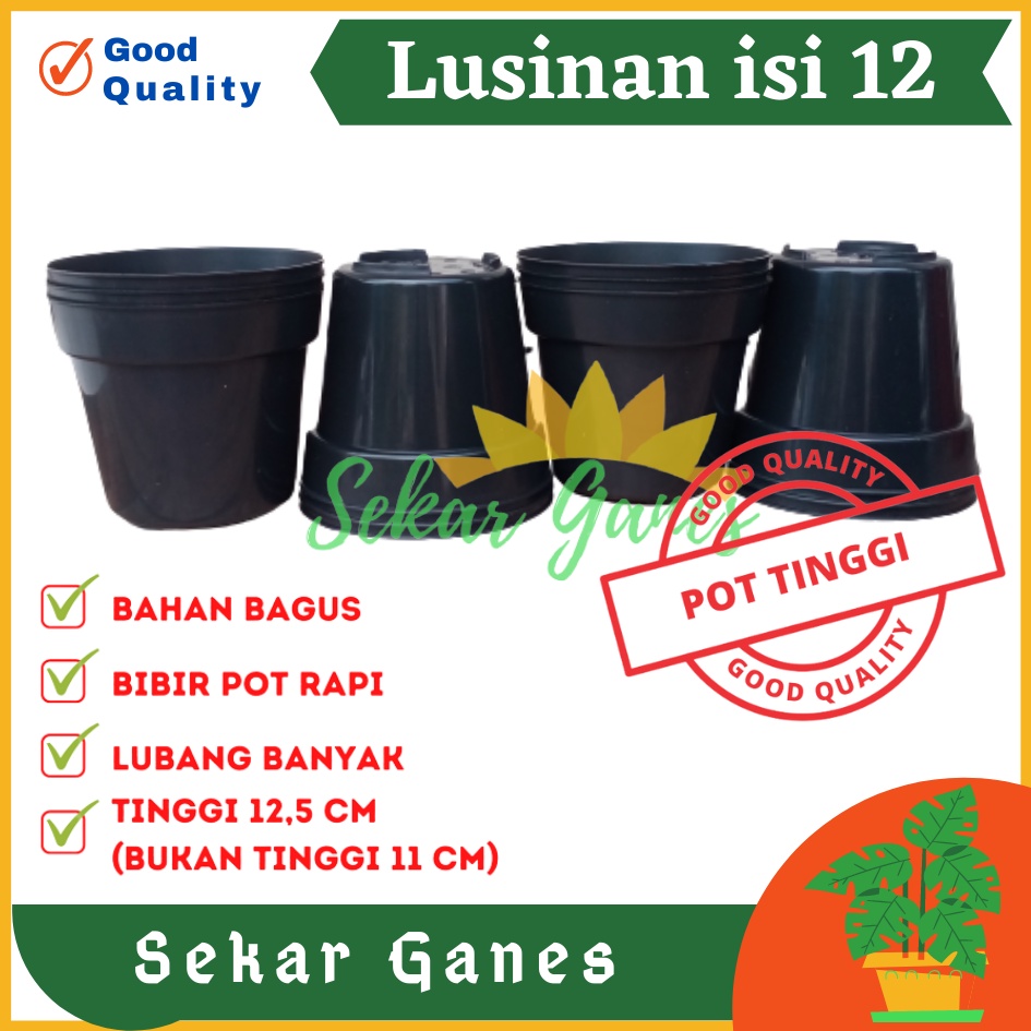 Sekarganes Lusinan 12pcs Pot Tinggi Srondol 15 Hitam - Pot Tinggi Usa Eiffel Effiel 18 20 25 Lusinan Pot Tinggi Tirus 15 18 20 30 35 40 50 Cm Paket murah isi 1 lusin pot bunga plastik lusinan pot tanaman Pot Bibit Besar Mini Kecil Pot Srondol 15