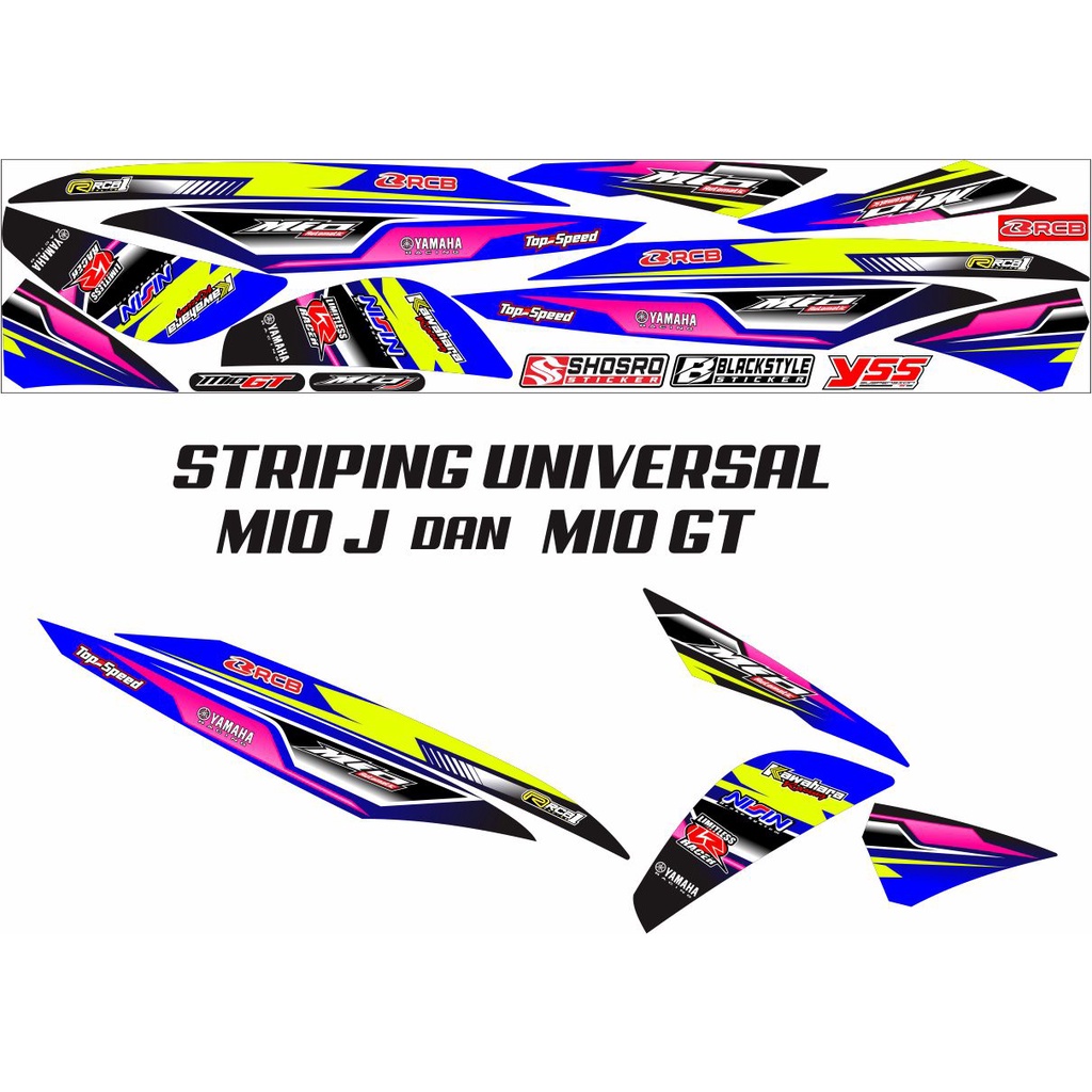 STICKER STRIPING VARIASI YAMAHA MIO J/MIO GT VARIASI HIJAU BIRU PING HITAM SIMPLE MOTIFC