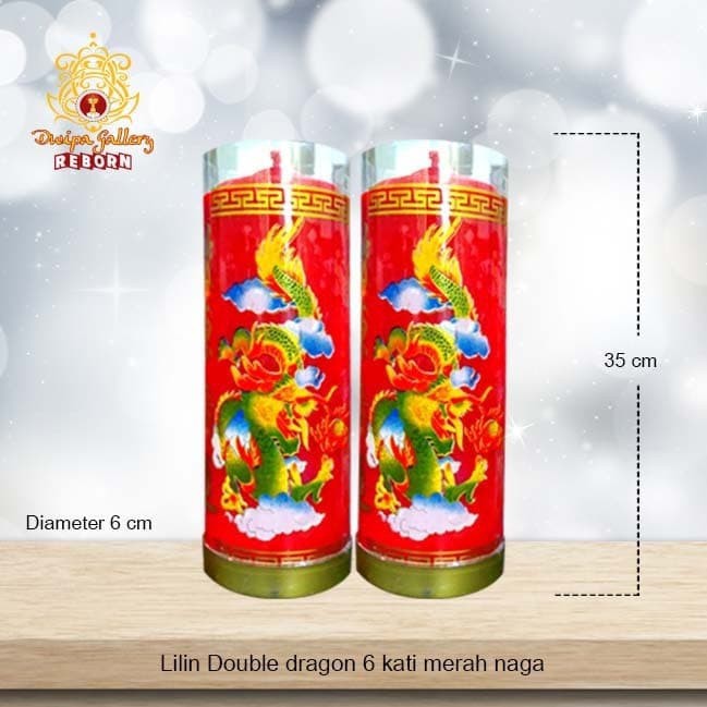 Lilin/Candle Puja Sembahyang Double Dragon 6 Kati Merah Naga