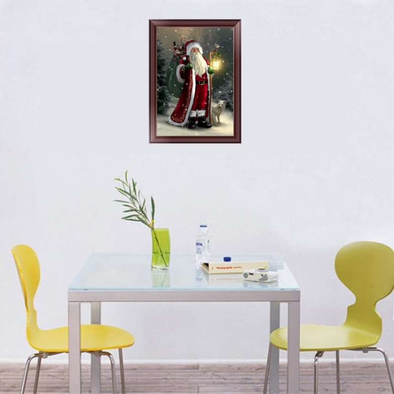 Lukisan Sulaman Berlian 5D Jahitan Bersilang Desain Santa Claus Model DIY