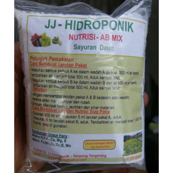 Nutrisi Hidroponik Ab Mix Sayur / JJ - Hidroponik