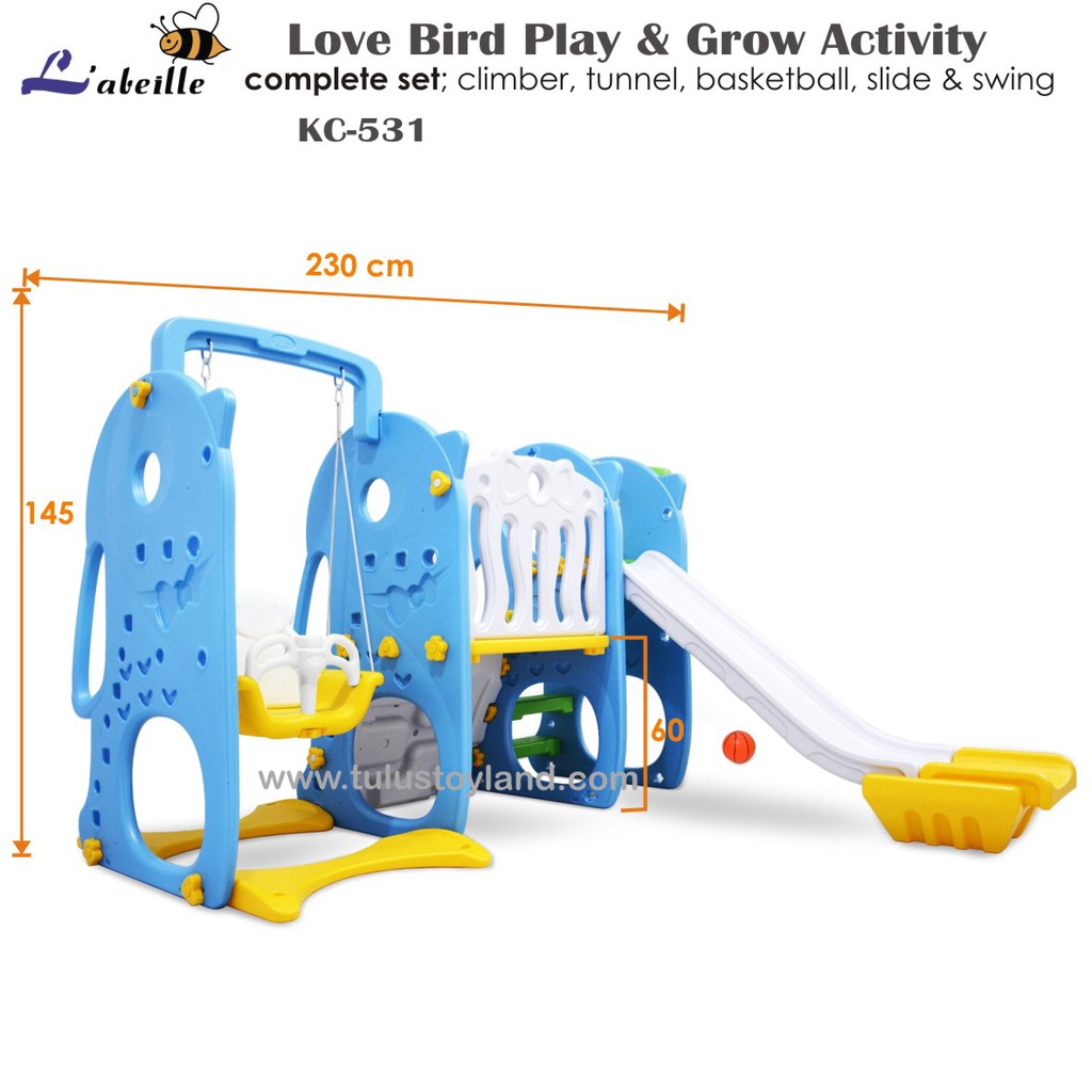 Perosotan Labeille Love Bird Play Grow Activity Slide Swing Climber Terowongan Mainan ayunan panjat