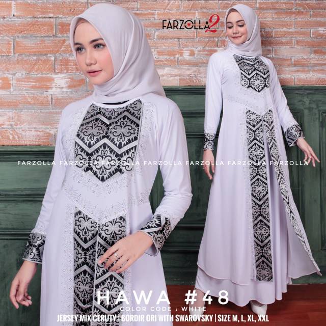 Abaya turki putih bordir hitam silver tabur swarovski mewah elegan |gamis putih ramadhan idul fitri