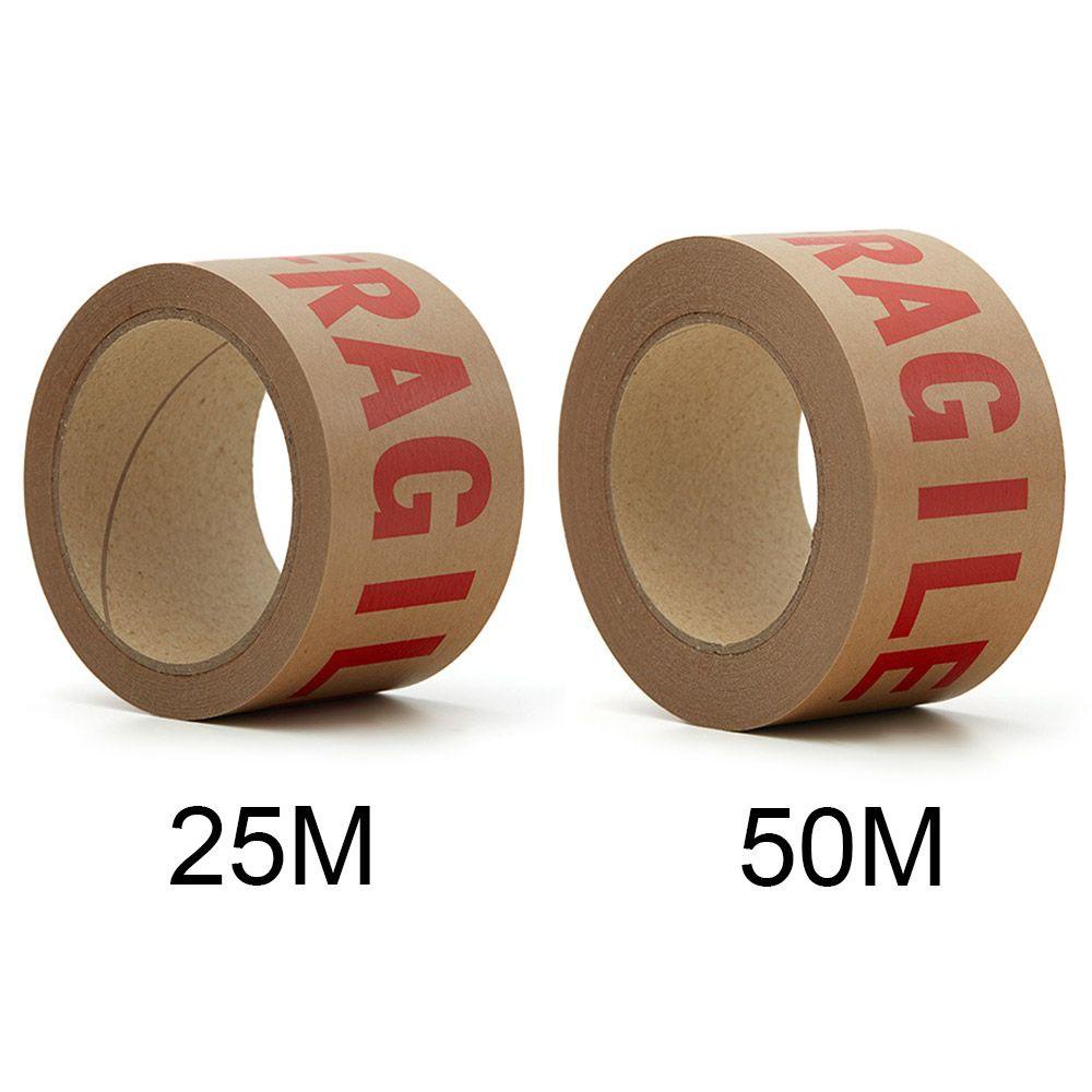 Solighter Tape Kertas Kraft Tulisan Peringatan Fragile Untuk Segel Karton