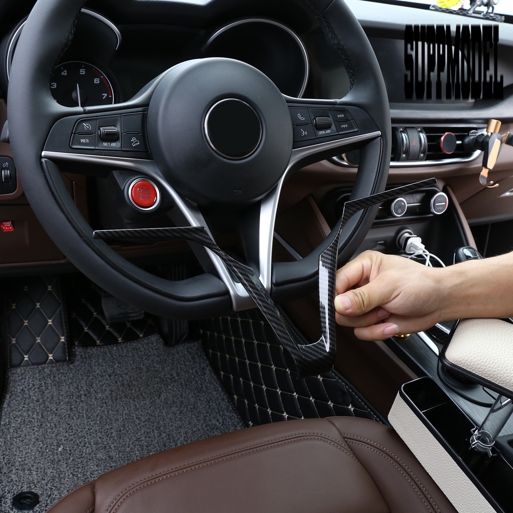 Cover Setir Mobil Bentuk V Bahan ABS Tahan Air Untuk Alfa Romeo Giulia Stelvio 2017-2019