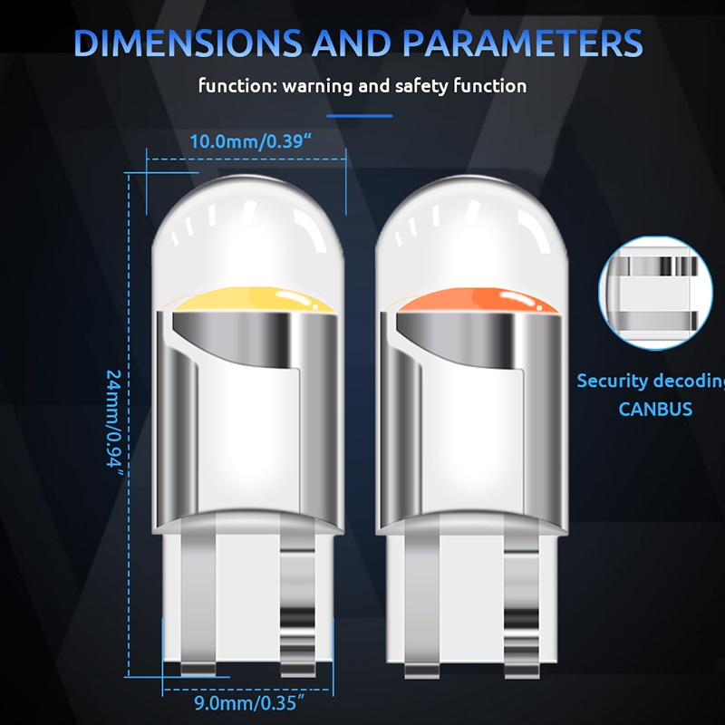 10pcs Lampu LED COB T10 194 W5W 12v dimmable Untuk Plat Nomor Motor / Mobil