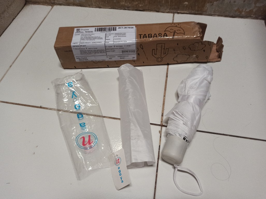 Tabasa Payung Lipat Putih Polos Sablon