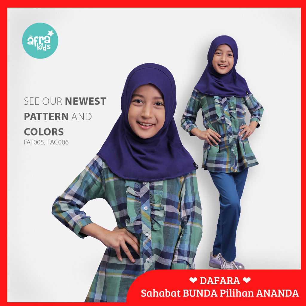 ❤ Dafara ❤ 2-4 th ❤ Last Stock Tunik Afrakids Fashion Warna Hijau bahan Katun 100% Yarn Dyed Premium