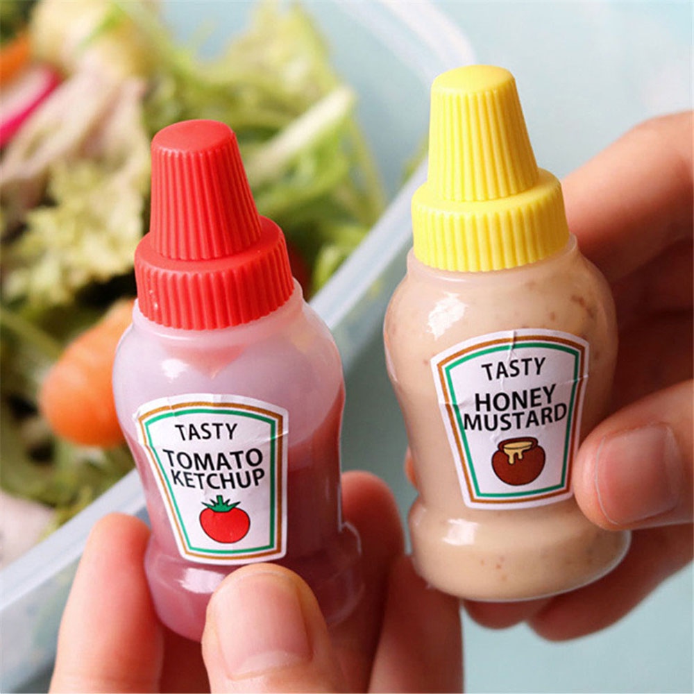 Quinton 2pcs / Set Botol Saus Tomat / Kecap / Salad Mini Portable 25ml Anti Bocor