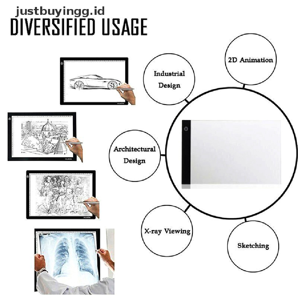 (Justbuyingg.Id) Papan Tracing Gambar Led Usb Ukuran A4 Bisa Diredupkan