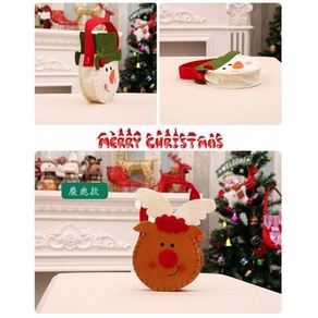 TAS NATAL KEPALA 20 cm goodie bag hadiah kado permen christmas bag flanel santa snowman rusa