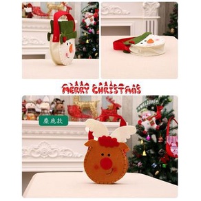 TAS NATAL KEPALA 20 cm goodie bag hadiah kado permen christmas bag flanel santa snowman rusa