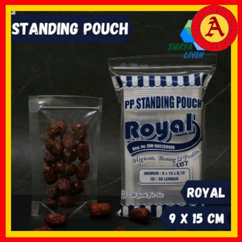 PP Standing Pouch Royal Uk. 9x15 0,10/ Plastik Klip / Standing Pouch 9x15 / Double seal  || ASENDO
