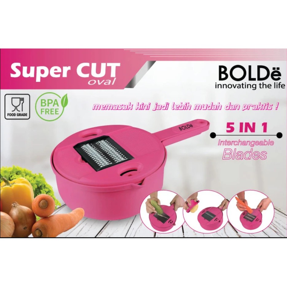 Alat Pemotong Parutan Buah Sayur Sayuran Cutter - Bolde Super Cut Oval 5 IN 1