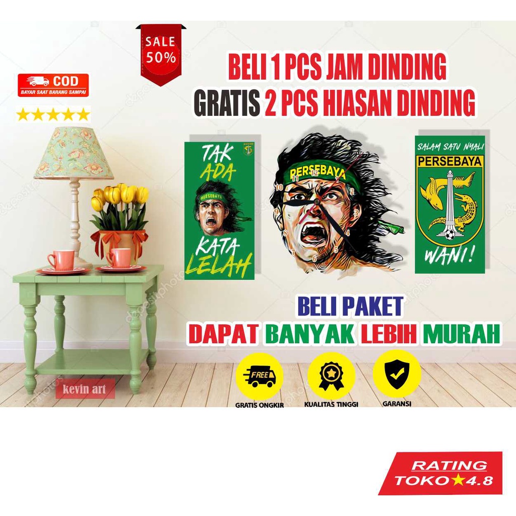 JAM DINDING KAYU UNIK 3d DEKORASI DINDING LOGO PERSEBAYA KEREN TERBARU BELI 1 GRATIS 2 DISKON MINIMALIS AESTHETIC MURAH ARTISTIK HIASAN DINDING KAMAR TIDUR POSTER TEMPEL TEMBOK GAMBAR PERSEBAYA JAM DINDING BESAR UKURAN JUMBO MEWAH KLASIK DEKORASI 1 SET