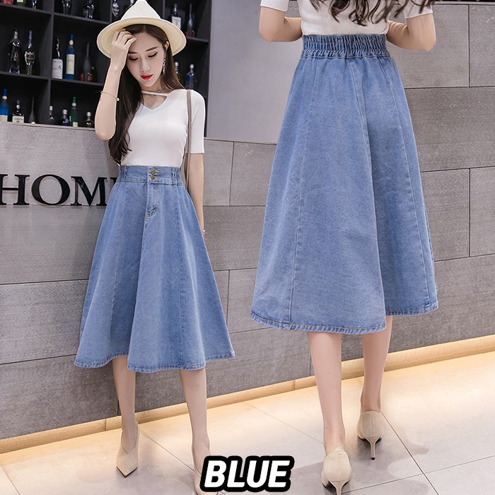 [#6096] Aniston Denim skirt/Rok panjang/Rok midi/Rok jeans/Rok flare/Rok kerja/Rok Wanita/Rok jeans wanita/Rok Jeans Korea/Rok wanita