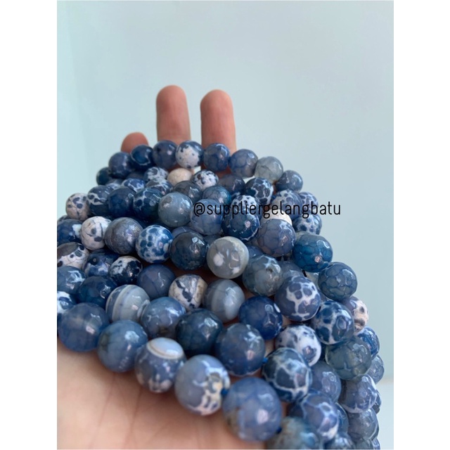 batu alam sodalite serat FACETED 12mm cutting amethys aksesoris craft