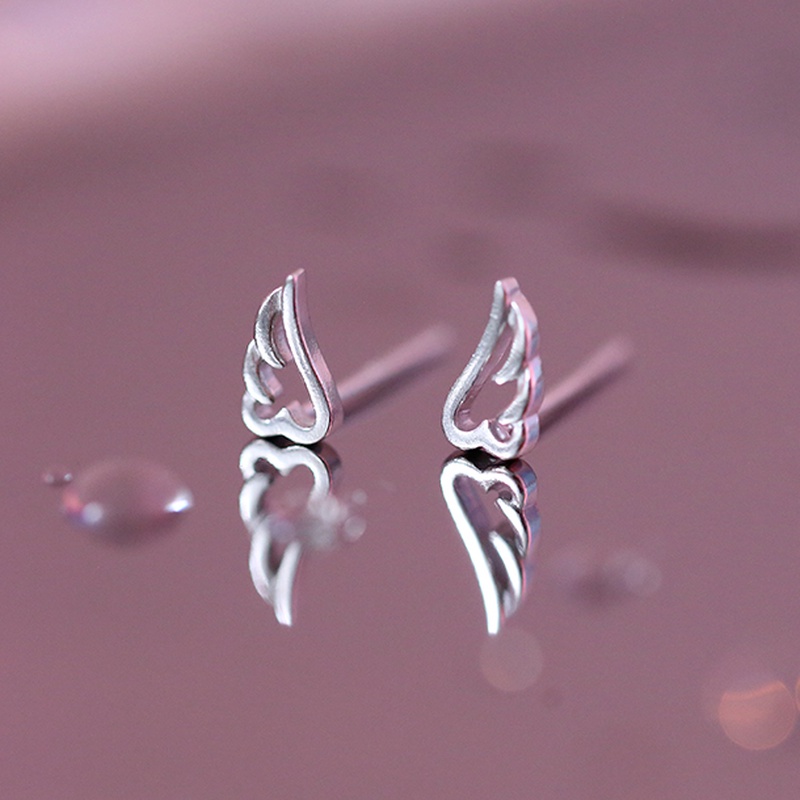 Magic789 Anting Tusuk Sterling Silver 925 Model Sayap Malaikat Kecil Hollow Untuk Wanita