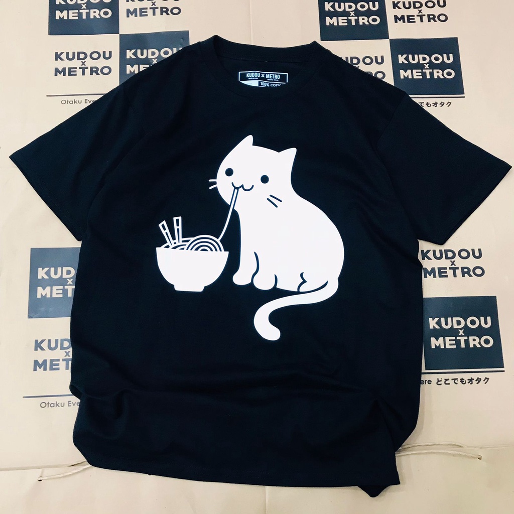 Tshirt Cute Cat Eating Ramen Premium Unisex