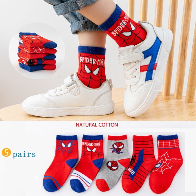 Kaos Kaki Anak Laki Laki Fashion Korea Kekinian Motif Superhero Spiderman Usia 3-12 TAHUN TK SD