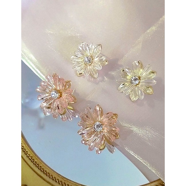 LRC Anting Tusuk Fashion Crystal Flower Diamond Earrings K49008