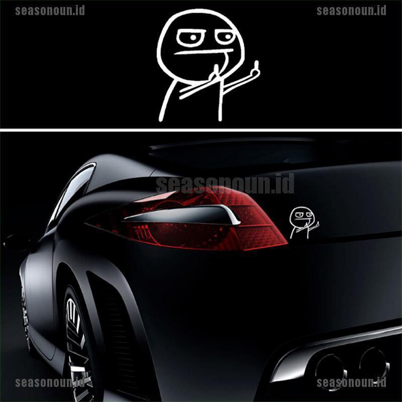 【sea】Funny Middle Finger Car Sticker Cartoon Reflective Vinyl Motorcycle Decal