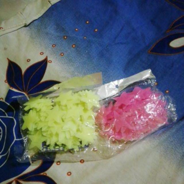 Hubest 100 Pcs Stiker Bintang Stiker Dinding Glow In The Dark Star Sticker