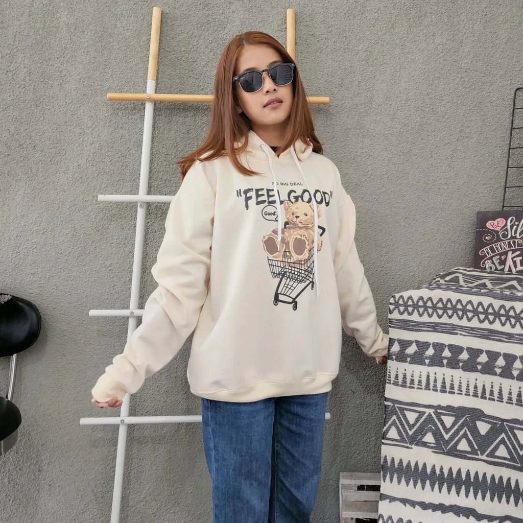 FEEL GOOD TEDDY Hoodie Sweater Oversize | Outerwear Pria Wanita Terbaru Fashion Terkini Korean Style