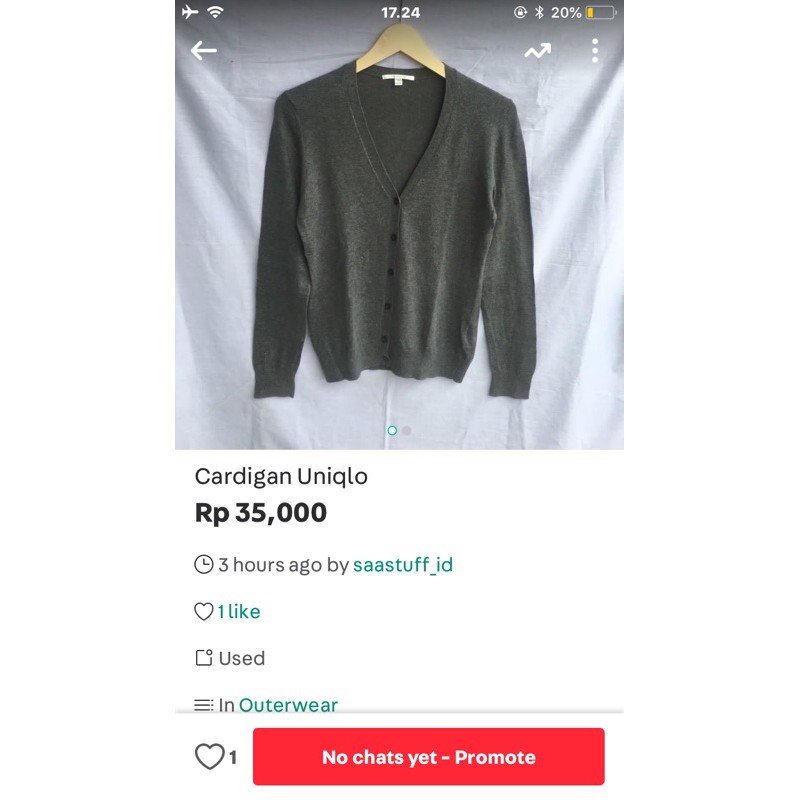 Cardi Uniqlo 1pcs + kaos 2pcs