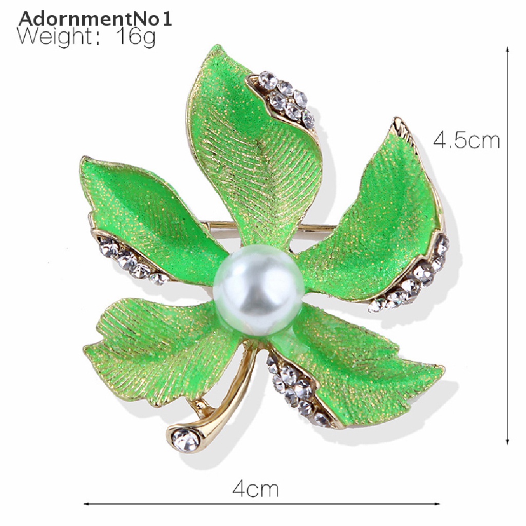 (AdornmentNo1) Bros Pin Desain Daun Maple Hias Mutiara Aksesoris Wanita