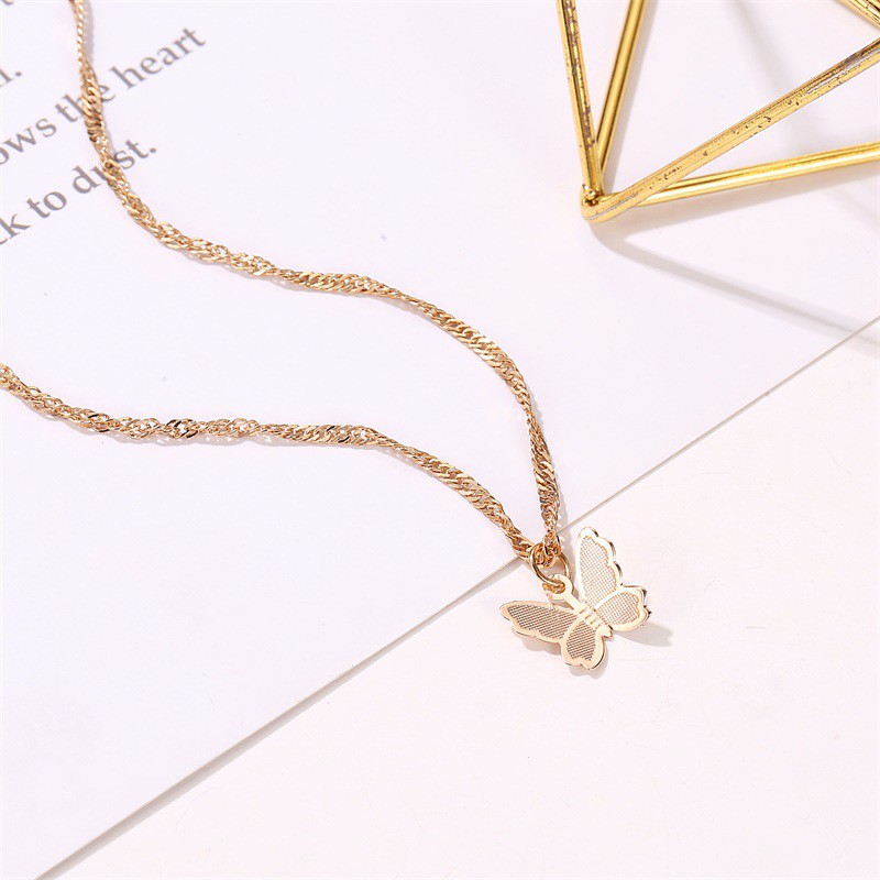 Butterfly Kalung Rantai Dengan Liontin Kupu-Kupu Bahan Alloy Gaya Korea