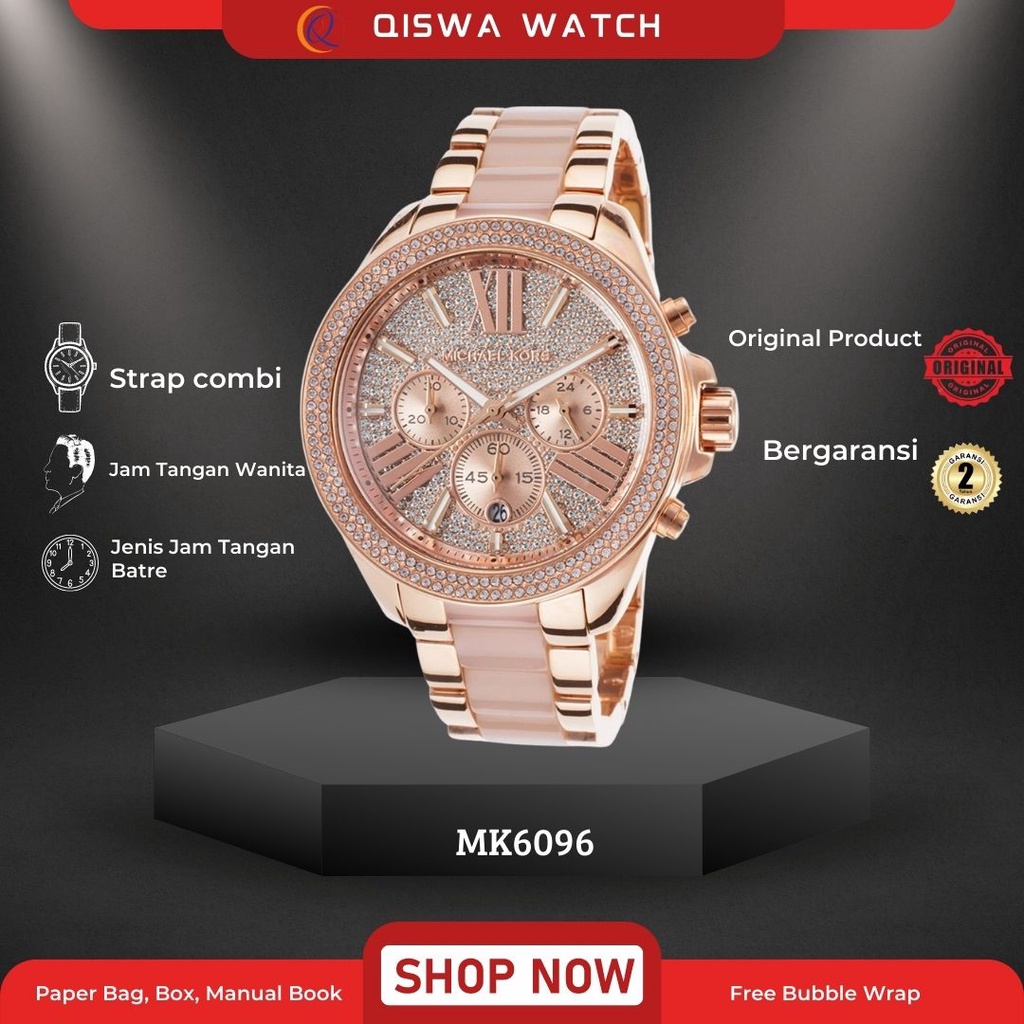 Jam Tangan  Wanita Michael Kors Original MK6096 Strap Combi Keramik
