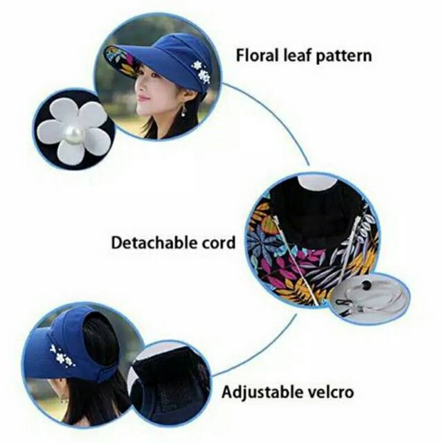 Topi pantai lipat/topi visor perlindungan UV