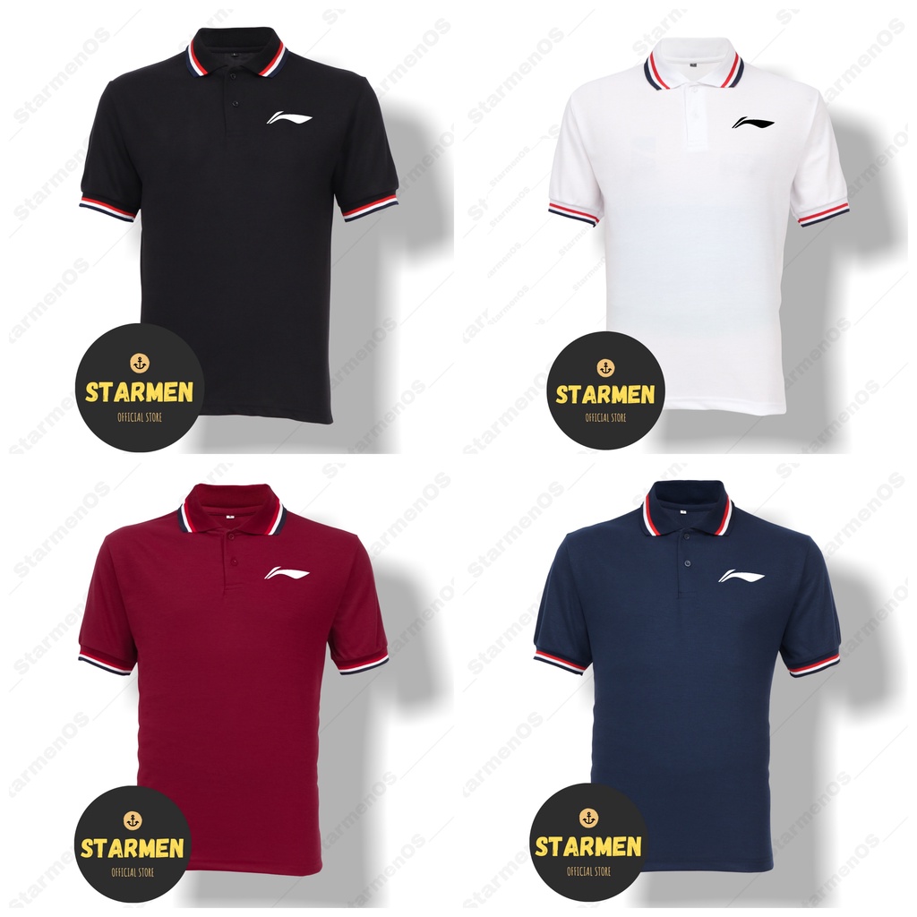Kaos Polo Shirt Pria Kerah Logo LI NING